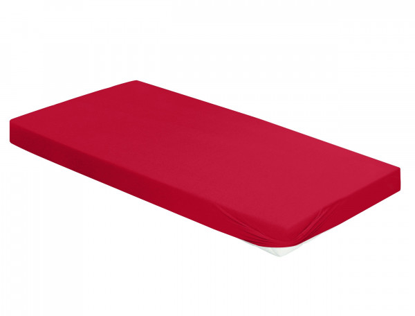 Spannbettlaken JUPITER Jersey in rot aus Baumwolle