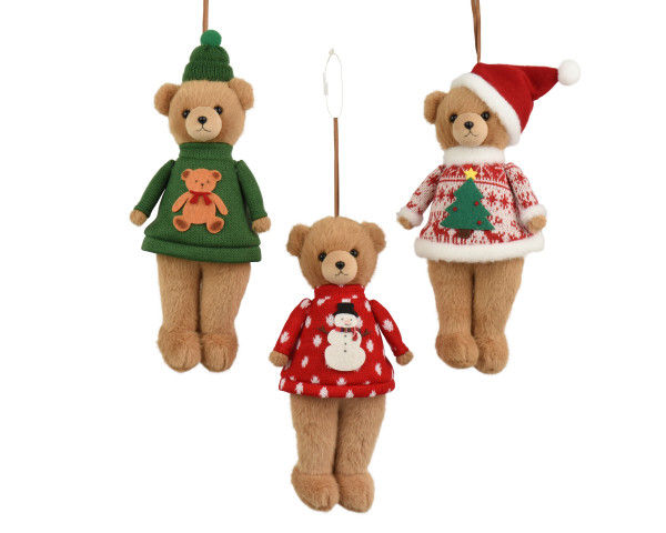 Christbaumschmuck Hänger TEDDYBÄR in braun aus Polyester