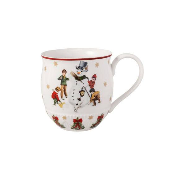 Henkelbecher Schneemann bauen in mehrfarbig aus Bone China
