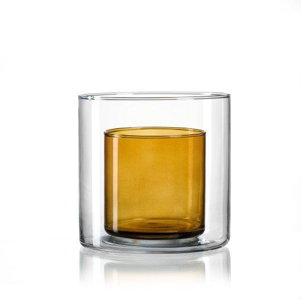 Windlicht DUO in braun aus Glas