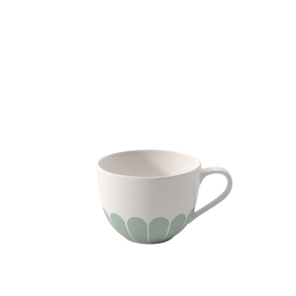 Kaffee-/Teetasse FLEUR vert in weiß aus Bone China