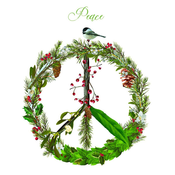 Servietten Peace on Earth in weiß aus Papier
