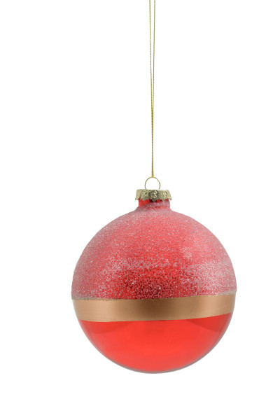 Weihnachtskugel GOLDEN STRIPE in rot aus Glas