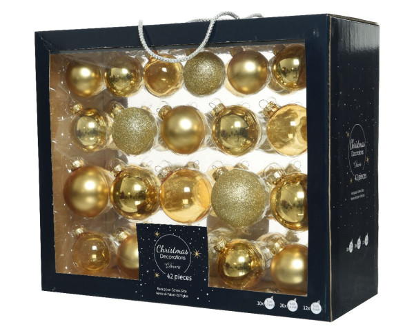 Weihnachtskugel-Box MAXI HELL GOLD in goldfarben aus Glas