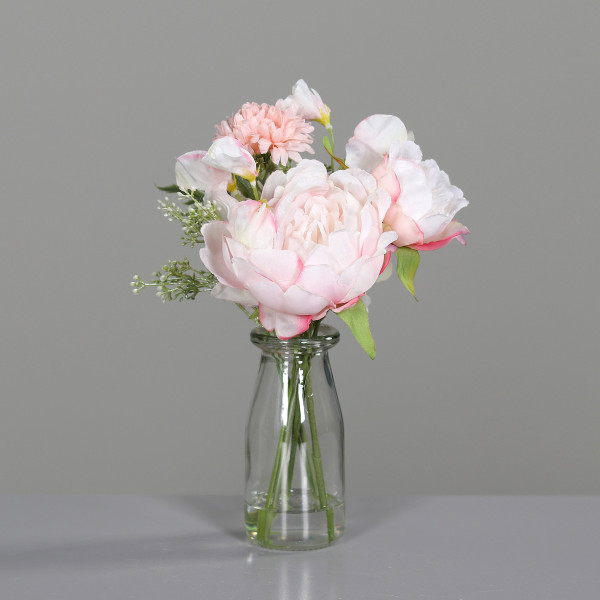 Kunstblumen Blumen-Mix-Bouquet in rosa aus Kunststoff