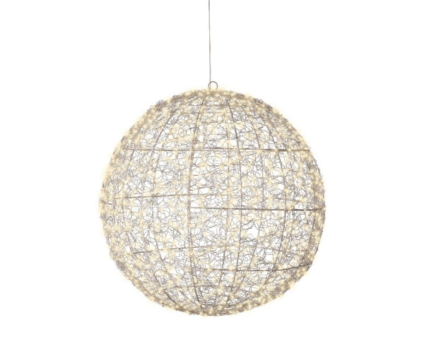 Weihnachtskugel LED in silberfarben aus Metall