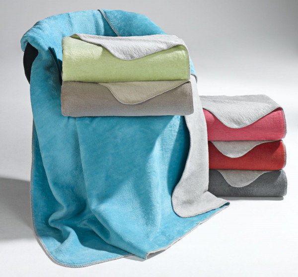 Wende-Wohnplaid aqua/anthrazit (BL 130x170 cm)