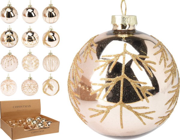 Weihnachtskugel DEKOR in hellbraun aus Glas