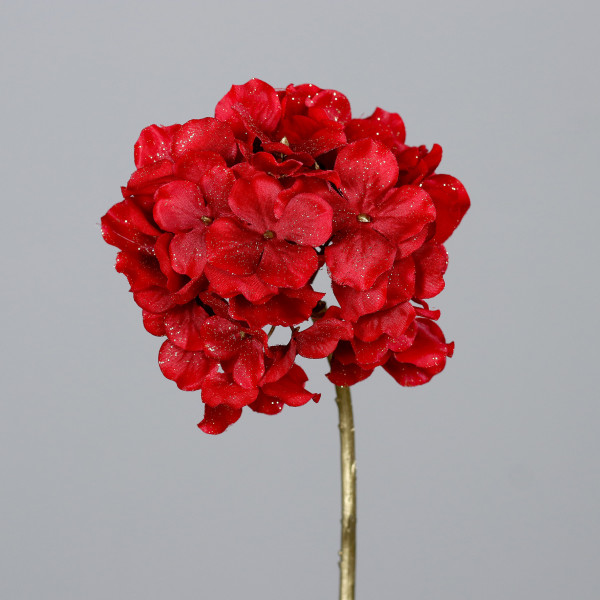 Kunstblume HORTENSIE in rot aus Kunststoff