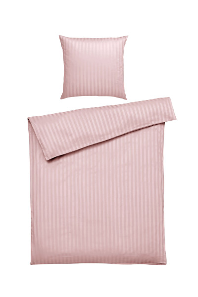 Bettwäsche JACQUARD Satin rose in rosa aus Baumwolle