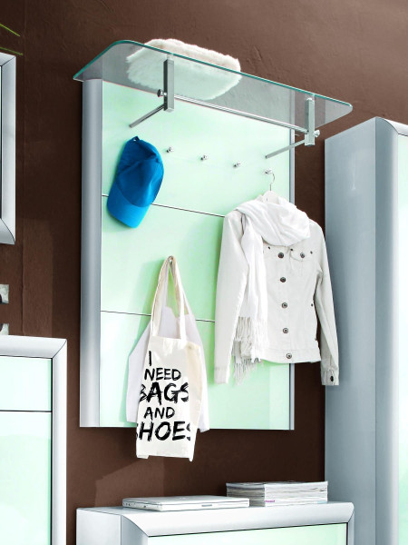 Wandgarderobe MONDO ENTRY in weiß aus Glas