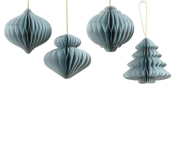 Christbaumschmuck Hänger ORNAMENT in blau aus Papier