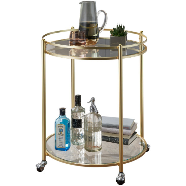 Servierwagen in goldfarben aus Glas
