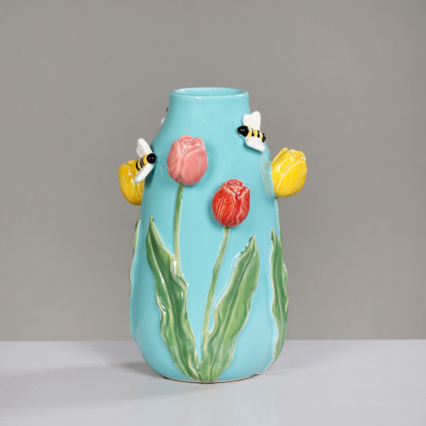 Vase in blau aus Keramik