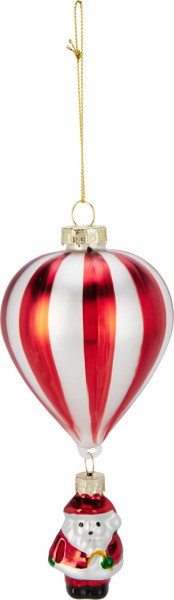 Weihnachtskugel HEIßLUFTBALLON in weiß/rot aus Glas