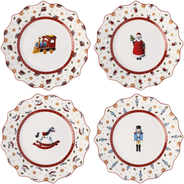 Teller-Set Toy\\\'s Delight in weiß/rot aus Bone China