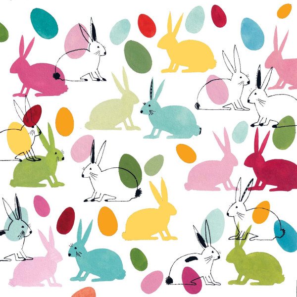 Servietten RABBITS & EGGS in bunt aus Papier