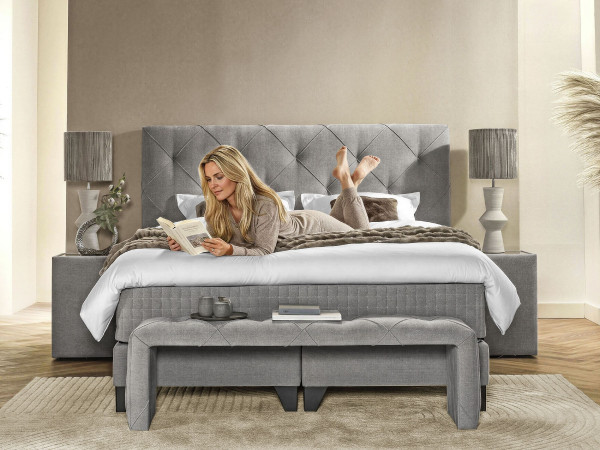 Boxspringbett Serta MAGNIFIQUE in CEMENT aus Stoff