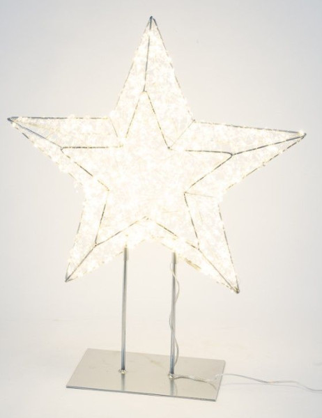 Weihnachtsstern LED auf Ständer in silberfarben aus Metall