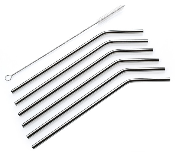 Trinkhalm-Set cilio STEEL gebogen in silberfarben aus Edelstahl
