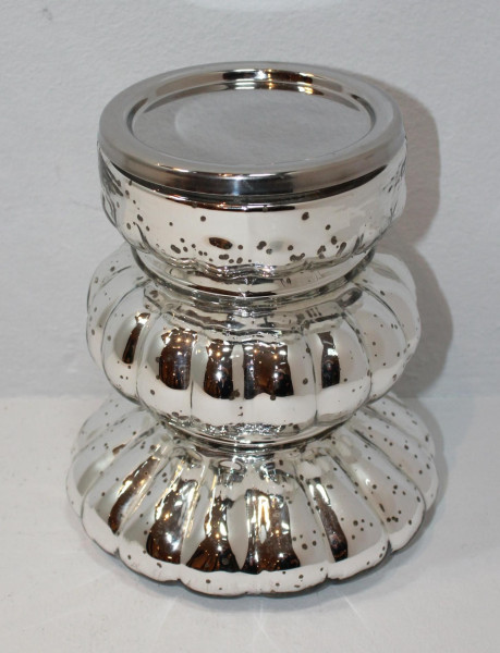 Kerzenhalter in silberfarben aus Glas