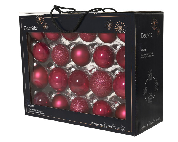 Weihnachtskugel-Box MAXI FESTLICH ROSA in pink aus Glas
