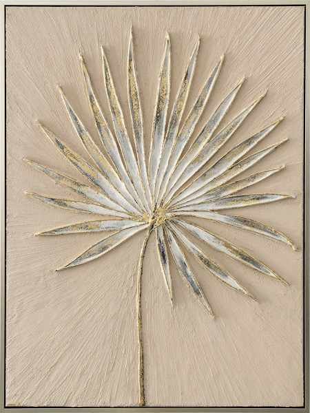 Gemälde GOLDEN LEAF in beige aus Holz