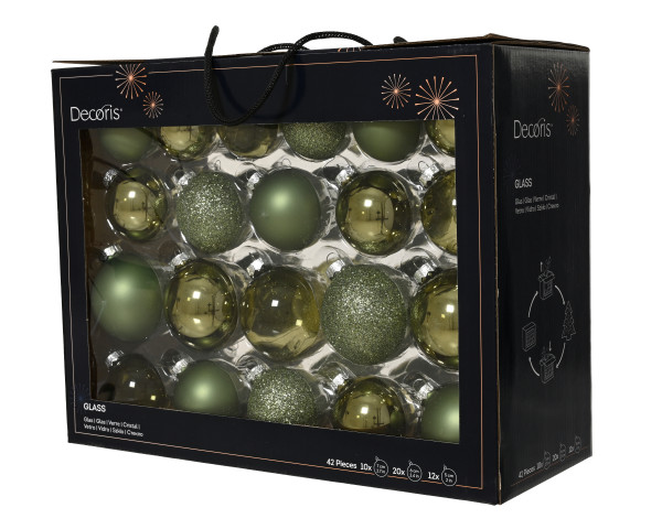 Weihnachtskugel-Box MAXI ROSMARIN in grün aus Glas