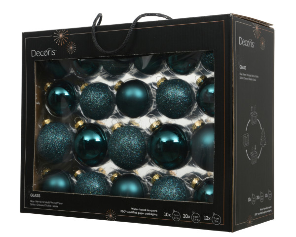 Weihnachtskugel-Box MAXI SMARAGD in goldfarben aus Glas