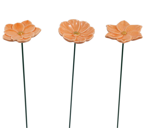 Blumenstecker in orange aus Metall