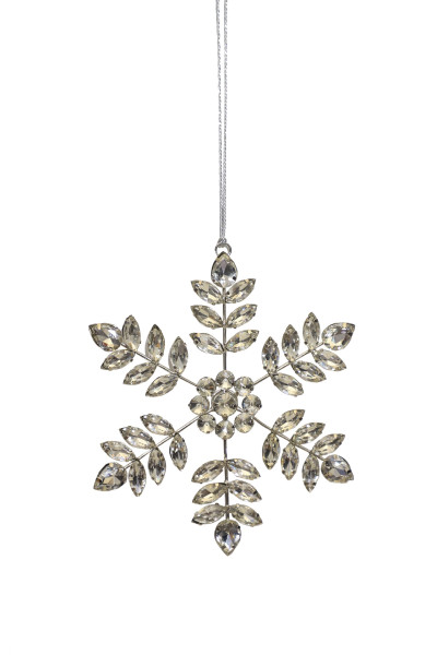 Christbaumschmuck Hänger Schneeflocke in silberfarben aus Metall