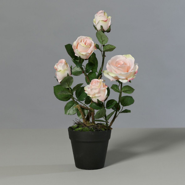Kunstpflanze Rose 5 Blüten sal