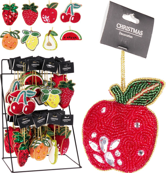 Weihnachtskugel PERLENSTICKEREI FRUITS in mehrfarbig aus Glas