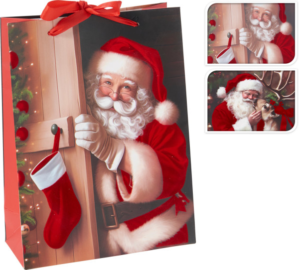 Geschenktasche SANTA in mehrfarbig aus Papier