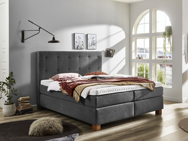 Boxspringbett vito ASETTO in camel aus Stoff