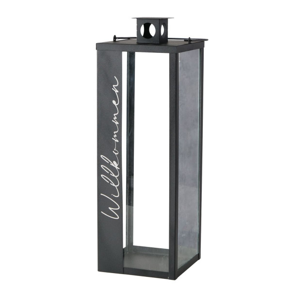 Laterne HALIFAX in schwarz aus Materialmix