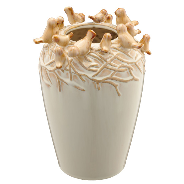 Vase VÖGEL in vanille aus Porzellan