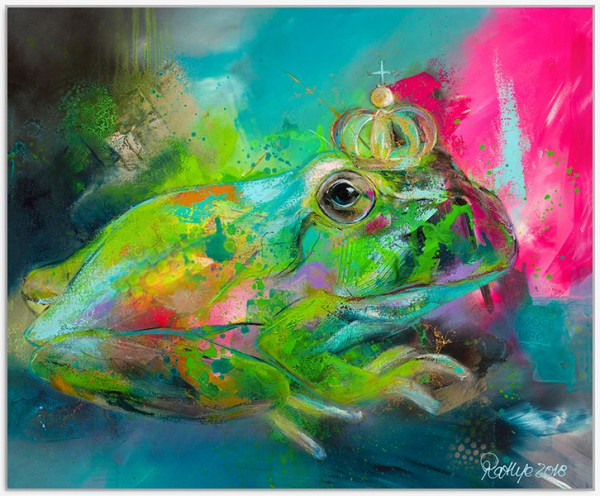 Aludibondbild SEI KEIN FROSCH in mehrfarbig aus Aluminium