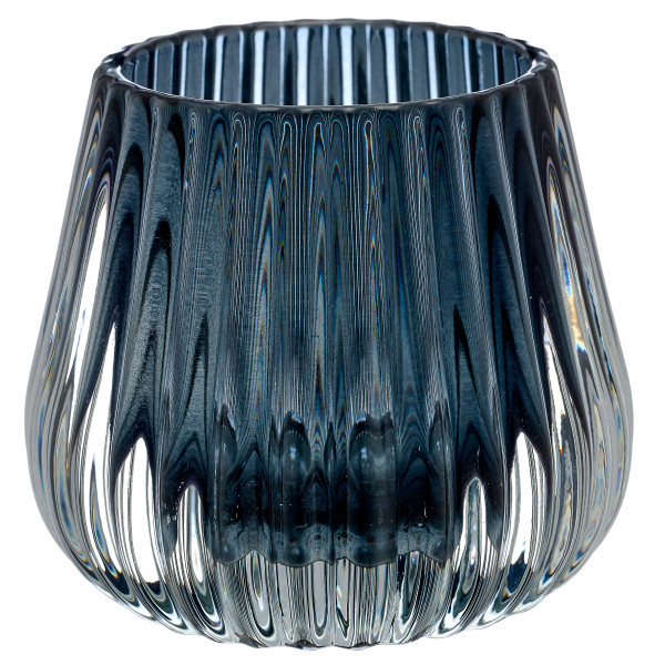 Teelichthalter DIAMOND in blau aus Glas