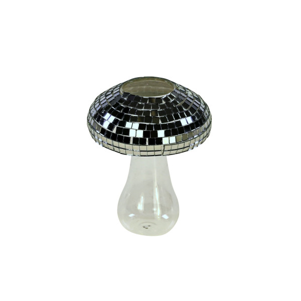 Vase PILZ DISCO in silberfarben aus Glas