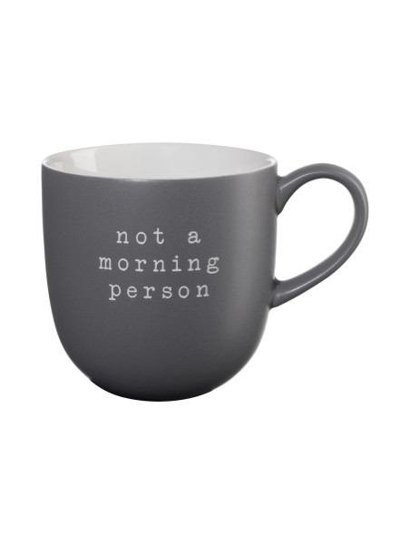 Henkelbecher HEY! in grau aus Bone China