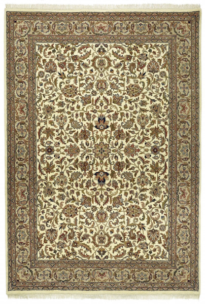 Teppich BENARAS Isfahan beige in beige aus Schurwolle