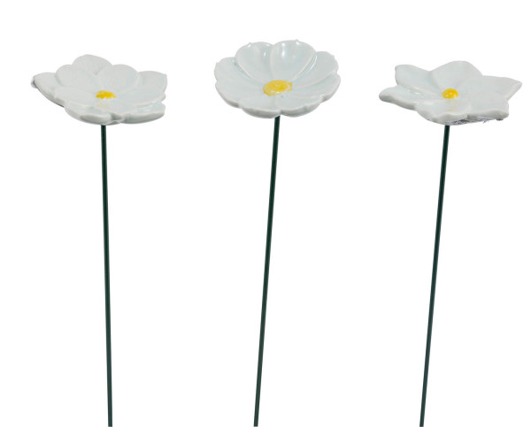 Blumenstecker in weiß aus Metall