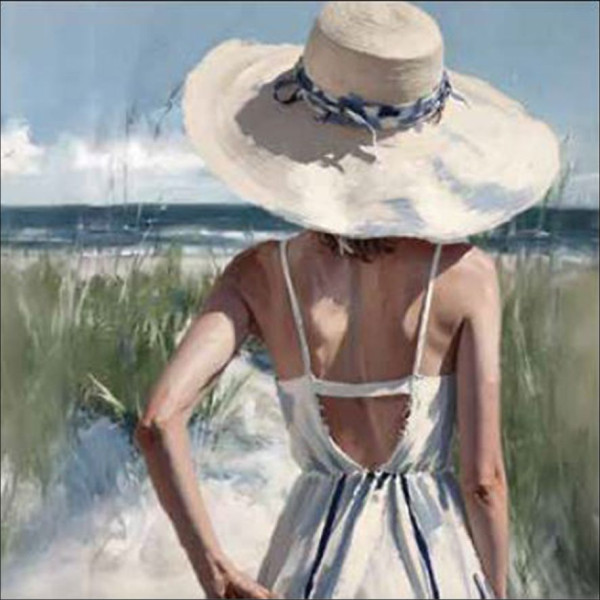 Aludibondbild GIRL ON BEACH in mehrfarbig aus Metall