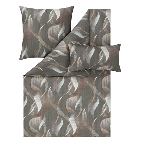 Bettwäsche NICK Mako-Satin in anthrazit aus Baumwolle