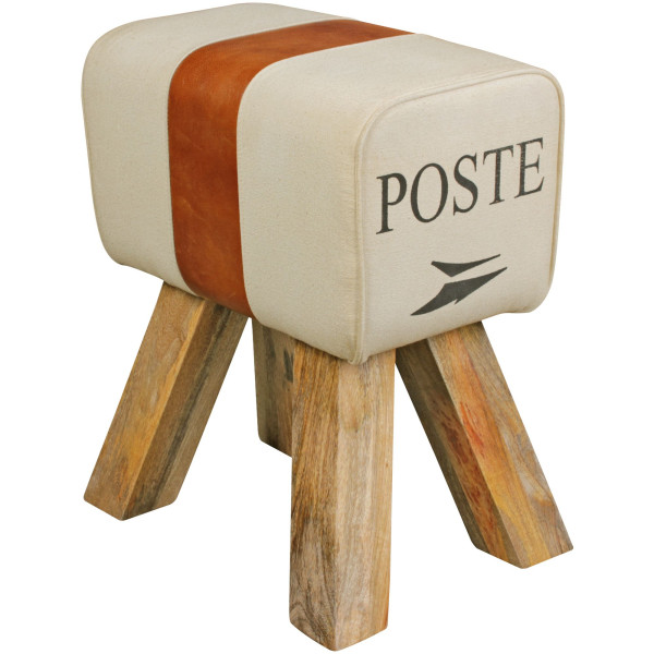 Hocker in braun aus Leder/Stoff