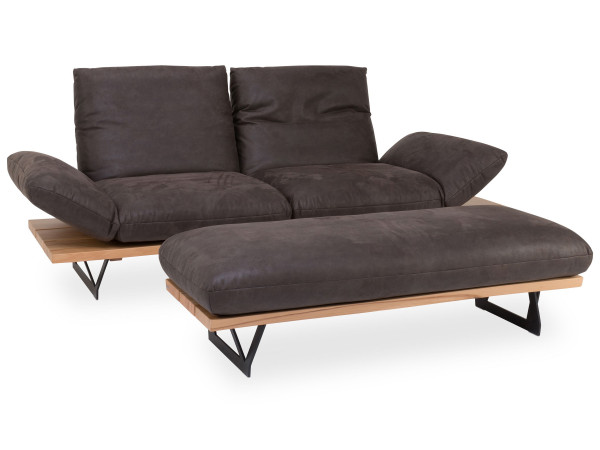 Sofa mit Hocker KOINOR Marilyn in dunkelbraun aus Stoff