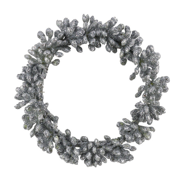 Kranz BEEREN Glitzer in silberfarben aus Kunststoff