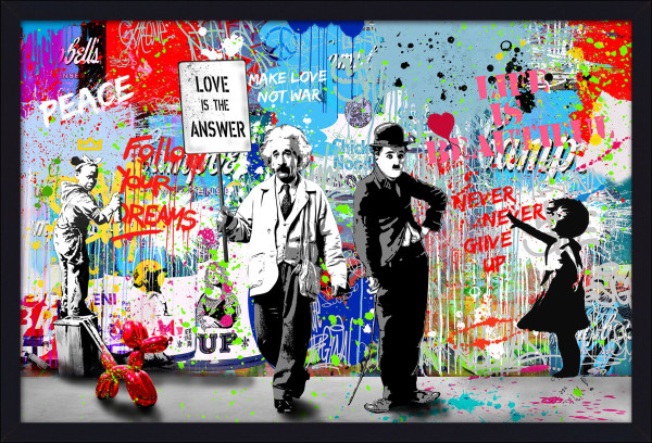 Gerahmtes Bild FOLLOW HEART in mehrfarbig aus Holz
