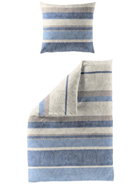 Bettwäsche Biber blau aus Baumwolle